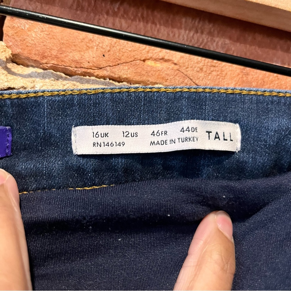 Seraphine Organic Cotton Over Bump Maternity Skinny Jeans Dark Blue 12 Long Tall - Picture 2 of 7